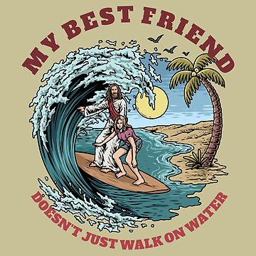 Artwork thumbnail, Jesus And Woman Surfing by ChristlikeMerch
