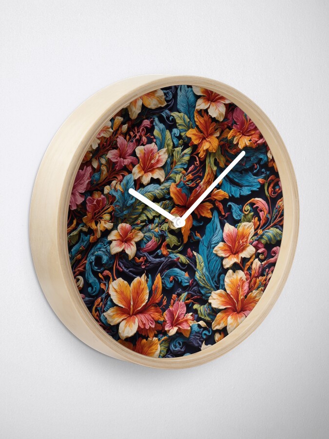 Thumbnail 1 of 4, Clock, Colorful Hawaiian pattern designed and sold by DJALCHEMY.