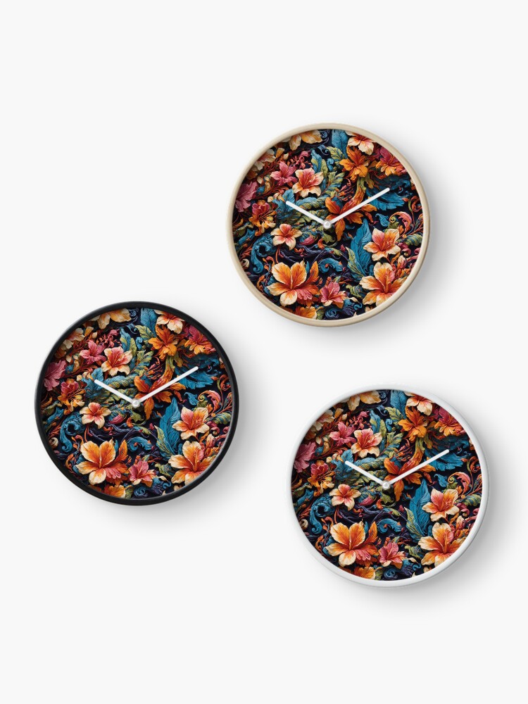 Thumbnail 3 of 4, Clock, Colorful Hawaiian pattern designed and sold by DJALCHEMY.