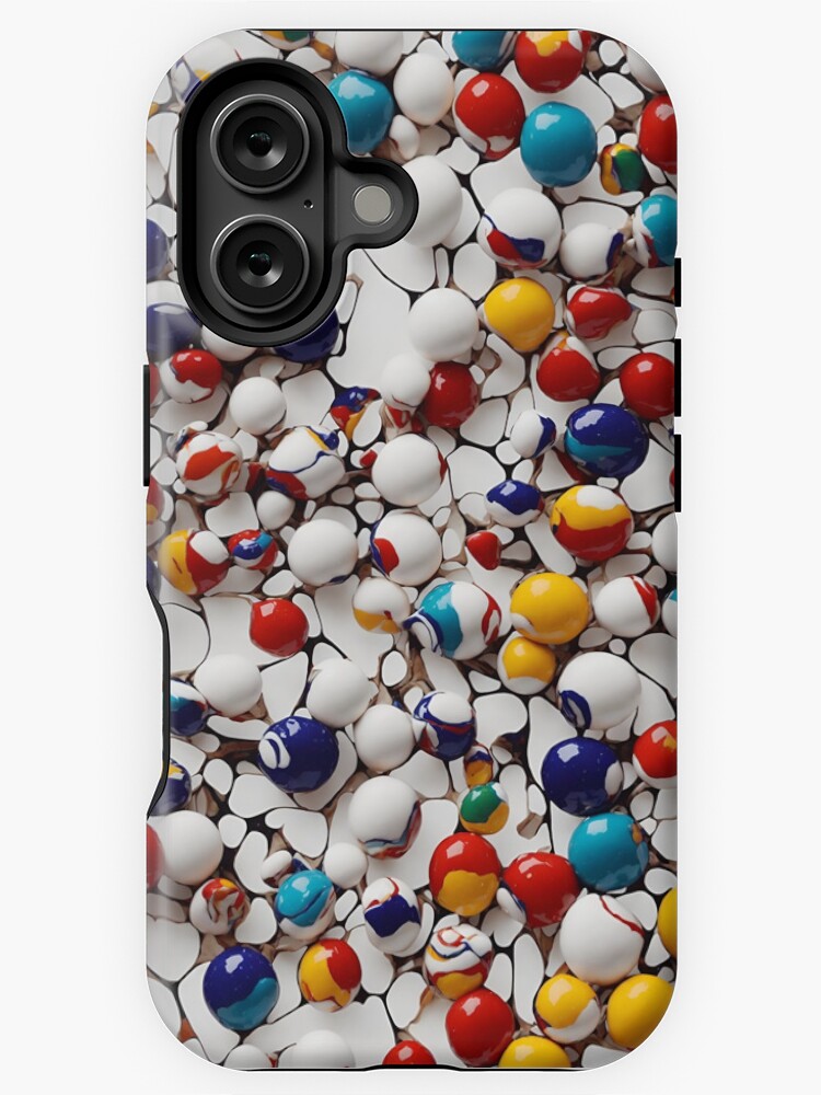 Thumbnail 1 of 4, iPhone Case, Spheres covered in white and colored paint designed and sold by DJALCHEMY.