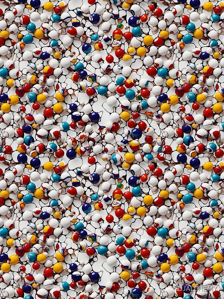 Thumbnail 3 of 3, Scarf, Spheres covered in white and colored paint designed and sold by DJALCHEMY.