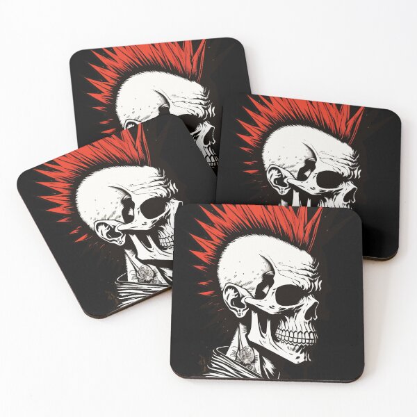 Item preview, Red haired mohawk skull designed and sold by deathanarchy.