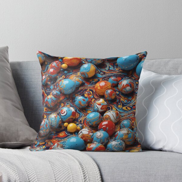 Marbles Covered in Paint Throw Pillow