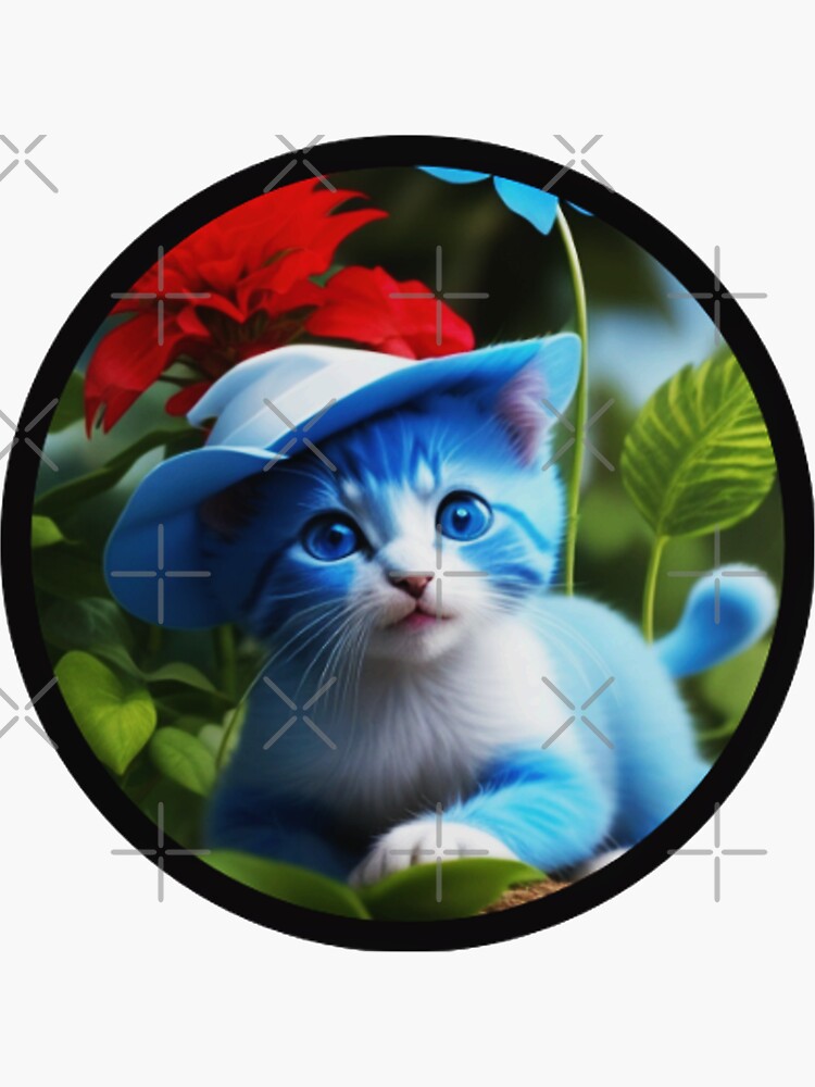  Sticker Cat Meme Blue Smurf Waterproof Sticker Label