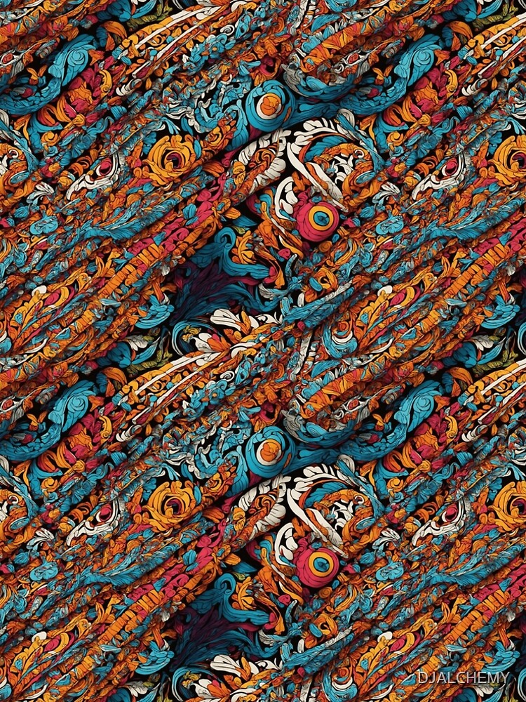 Thumbnail 4 of 4, A-Line Dress, Blue, Orange, and Pink Abstract Dreams designed and sold by DJALCHEMY.