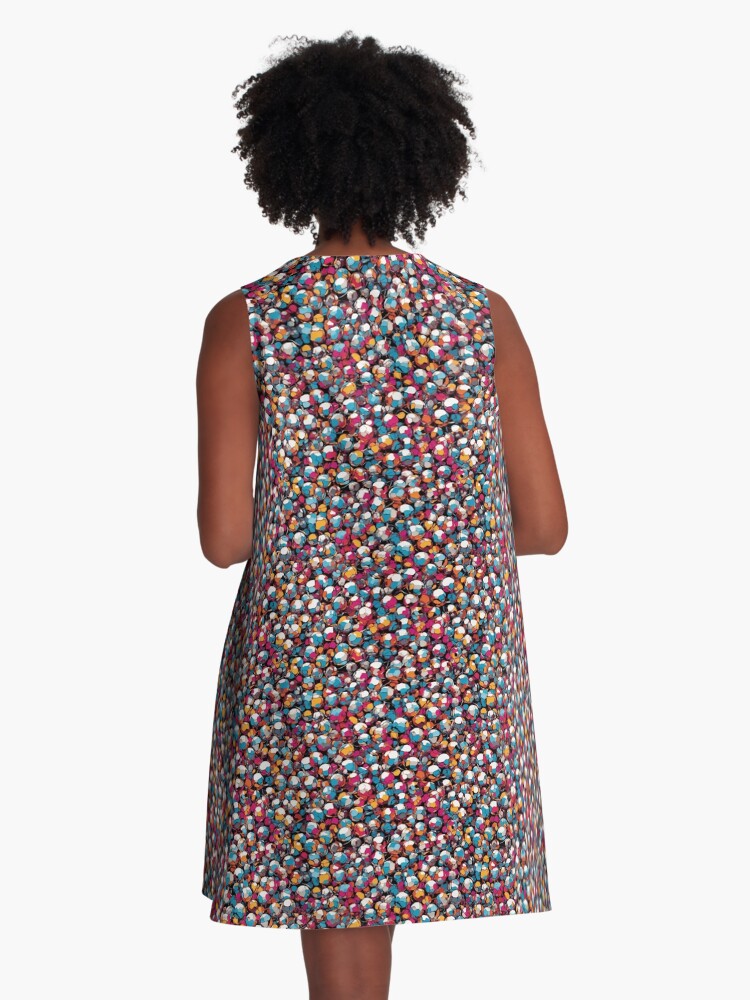 Thumbnail 3 of 4, A-Line Dress, Colorful Abstract Spheres designed and sold by DJALCHEMY.