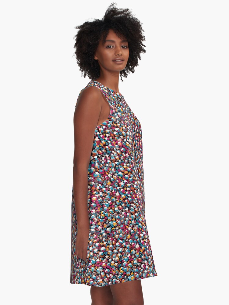 Thumbnail 2 of 4, A-Line Dress, Colorful Abstract Spheres designed and sold by DJALCHEMY.