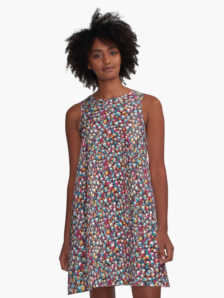 Thumbnail 1 of 4, A-Line Dress, Colorful Abstract Spheres designed and sold by DJALCHEMY.