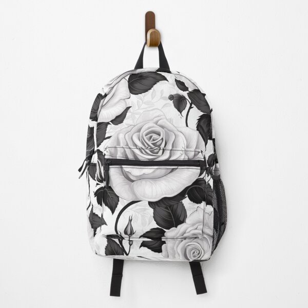Item preview, White Rose with black leaves pattern, classic vintage design designed and sold by Vindbult.