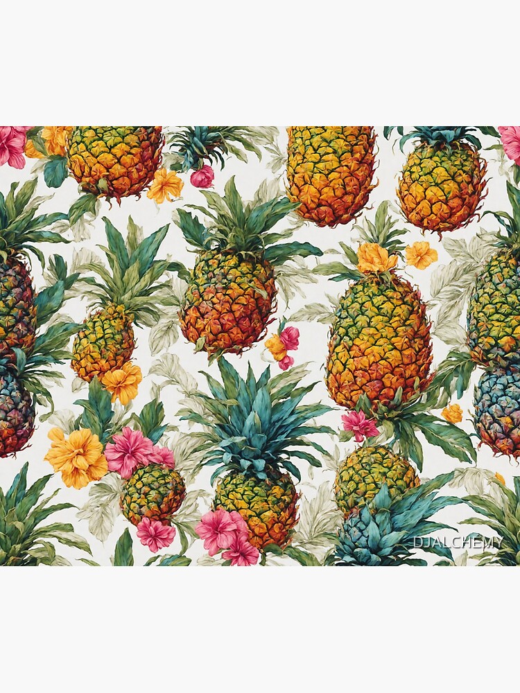 Thumbnail 5 of 5, Mouse Pad, Pineapples and Flowers pattern designed and sold by DJALCHEMY.