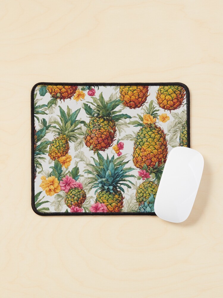 Thumbnail 1 of 5, Mouse Pad, Pineapples and Flowers pattern designed and sold by DJALCHEMY.
