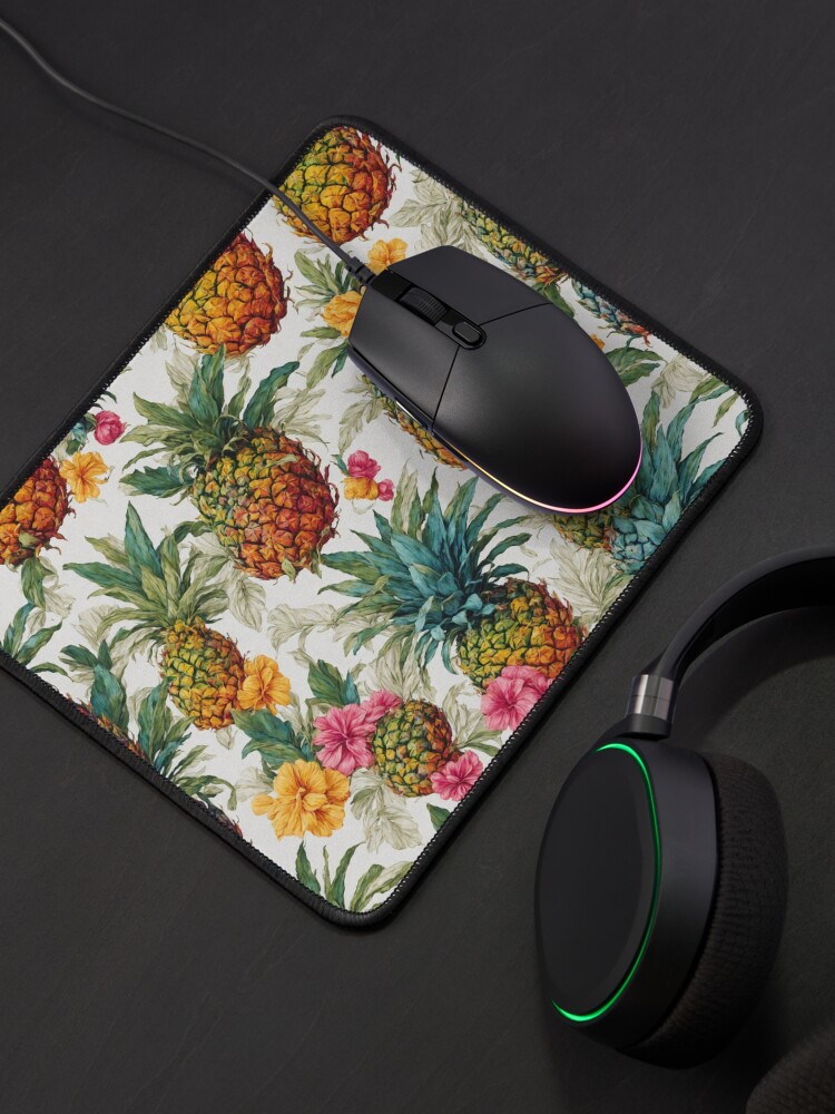 Thumbnail 4 of 5, Mouse Pad, Pineapples and Flowers pattern designed and sold by DJALCHEMY.