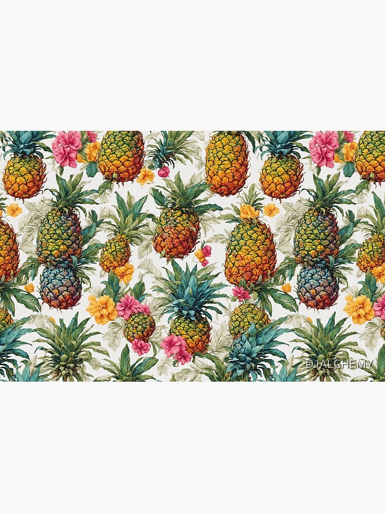 Thumbnail 2 of 2, Laptop Skin, Pineapples and Flowers pattern designed and sold by DJALCHEMY.