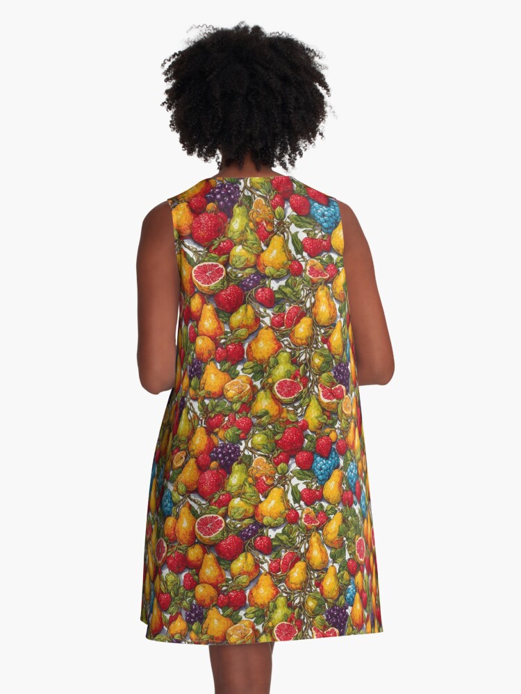 Thumbnail 3 of 4, A-Line Dress, Fruit pattern designed and sold by DJALCHEMY.