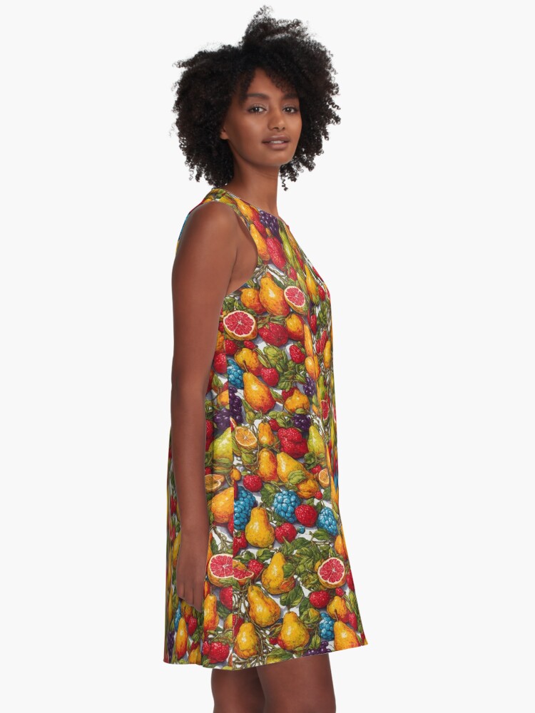 Thumbnail 2 of 4, A-Line Dress, Fruit pattern designed and sold by DJALCHEMY.