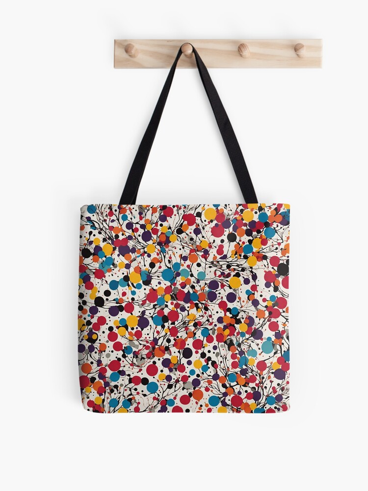 Thumbnail 1 of 2, Tote Bag, Colorful Dots and Lines pattern designed and sold by DJALCHEMY.