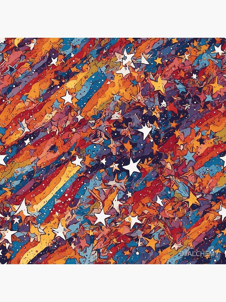 Thumbnail 4 of 4, Pillow, Colorful Stripes and Stars pattern designed and sold by DJALCHEMY.