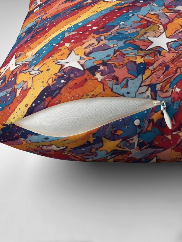 Thumbnail 2 of 4, Pillow, Colorful Stripes and Stars pattern designed and sold by DJALCHEMY.