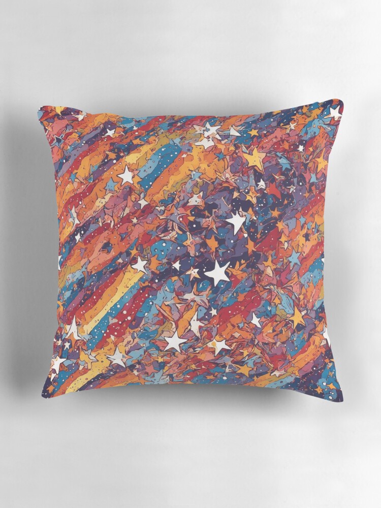 Thumbnail 3 of 4, Pillow, Colorful Stripes and Stars pattern designed and sold by DJALCHEMY.