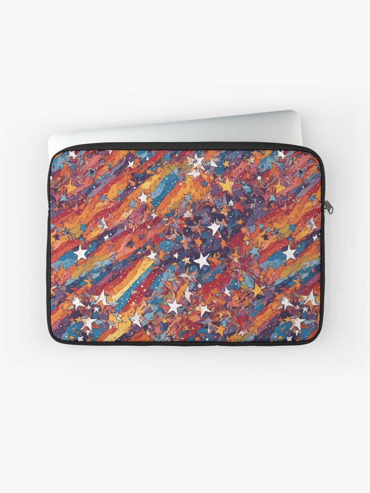 Thumbnail 1 of 2, Laptop Sleeve, Colorful Stripes and Stars pattern designed and sold by DJALCHEMY.