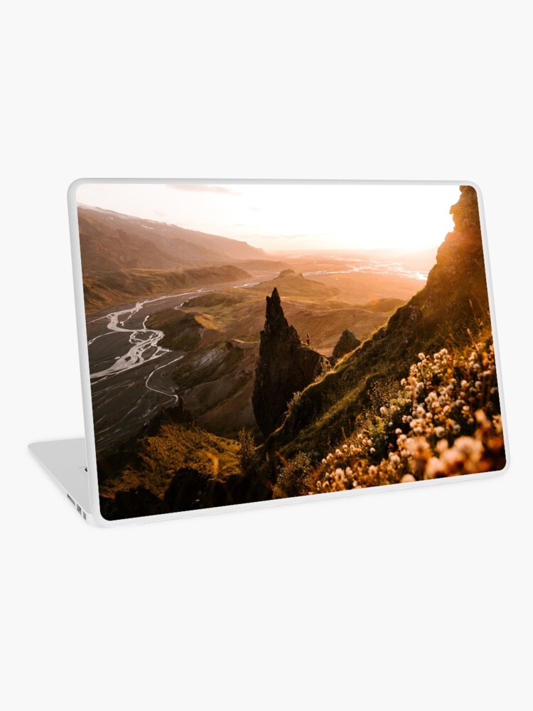 Thumbnail 1 of 2, Laptop Skin, Golden Hour over Thórsmörk designed and sold by marinaweishaupt.