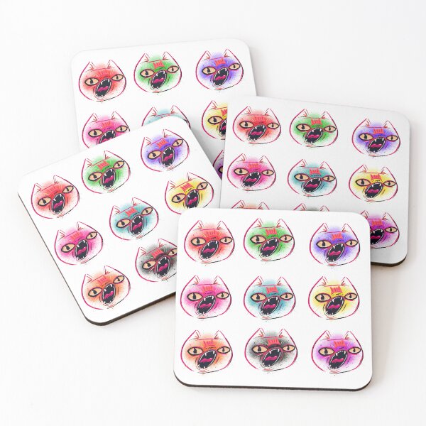 Item preview, Multicoloured screaming splat cats designed and sold by Colonels  Basement.
