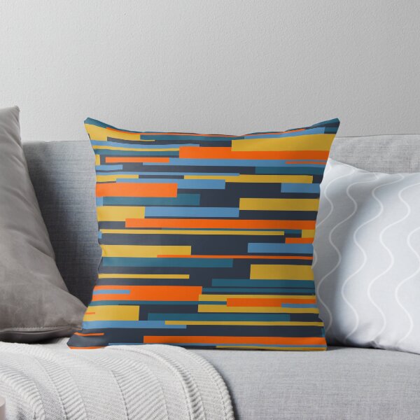 Artikel-Vorschau von Mid Century Modern Wright Abstraktes Muster Dunkelblau Orange Senf, designt und verkauft von kierkegaard.