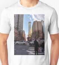 Metropolitan area, New York, Manhattan, Brooklyn, New York City, architecture, street, building, tree, car, pedestrians, day, night, nightlight, house, condominium,  Unisex T-Shirt