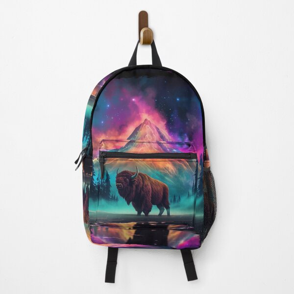 Item preview, Buffalo Northern Light Aurora Borealis Scenery Mountains Rivers Trees designed and sold by NLTees.