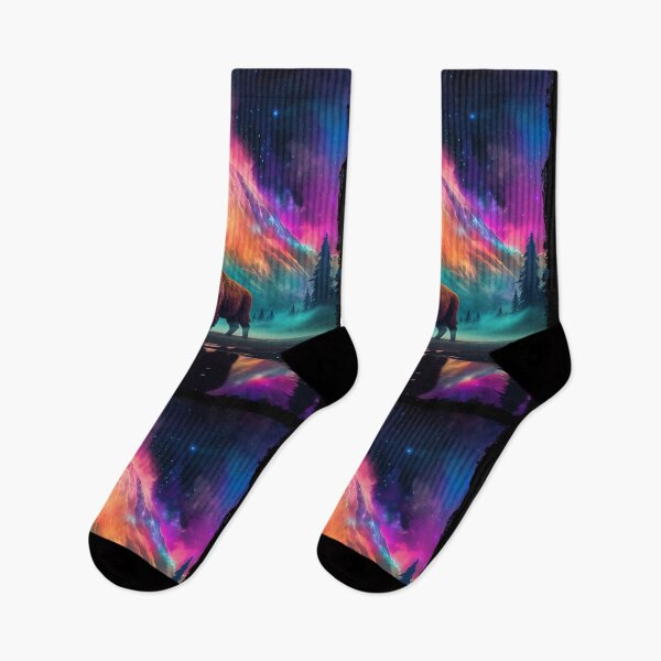 Item preview, Buffalo Northern Light Aurora Borealis Scenery Mountains Rivers Trees designed and sold by NLTees.