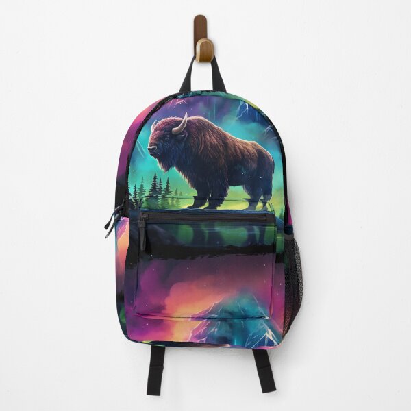 Item preview, Buffalo Northern Light Aurora Borealis Scenery Mountains Rivers Trees designed and sold by NLTees.
