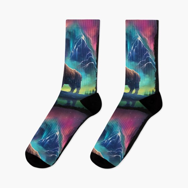 Item preview, Buffalo Northern Light Aurora Borealis Scenery Mountains Rivers Trees designed and sold by NLTees.