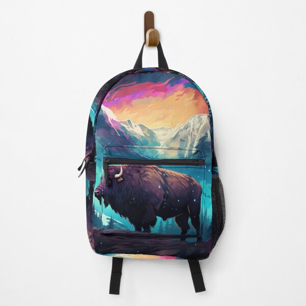 Item preview, Buffalo Northern Light Aurora Borealis Scenery Mountains Rivers Trees designed and sold by NLTees.