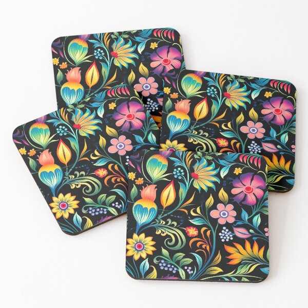 Item preview, Modern floral design inspired by pop art and rococo motifs designed and sold by Pflugart.