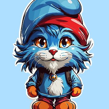  Sticker Cat Meme Blue Smurf Waterproof Sticker Label