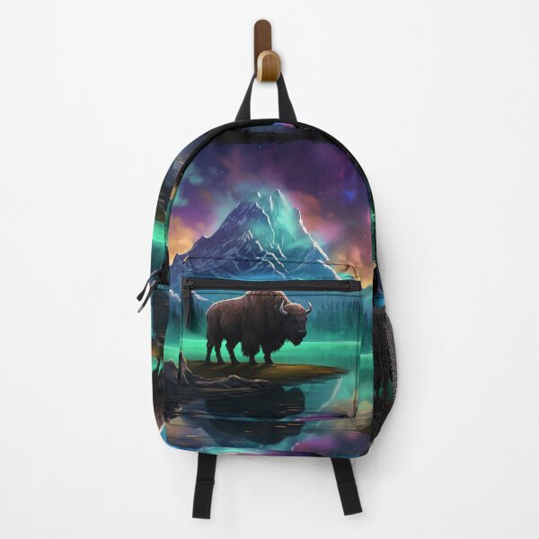 Item preview, Buffalo Northern Light Aurora Borealis Scenery Mountains Rivers Trees designed and sold by NLTees.
