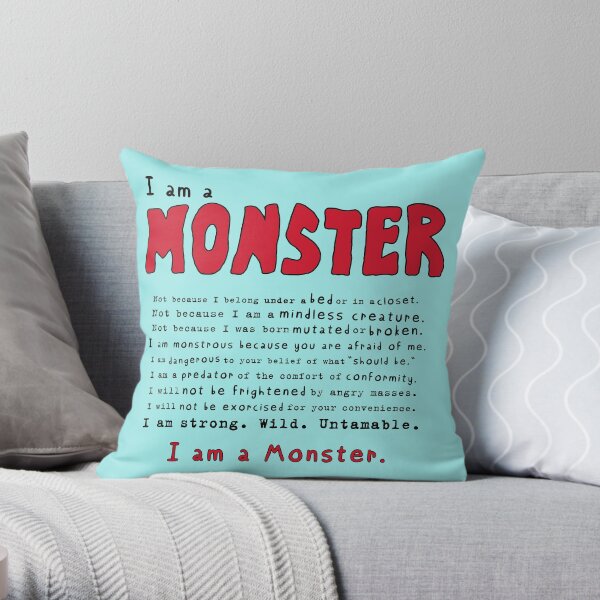 Monster Creed - Red Throw Pillow