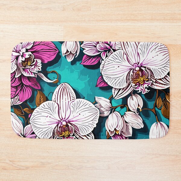 Item preview, Orchid Flower Floral Pattern on Teal  designed and sold by GraphicsClub.