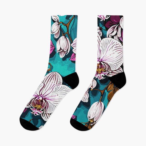 Item preview, Orchid Flower Floral Pattern on Teal  designed and sold by GraphicsClub.