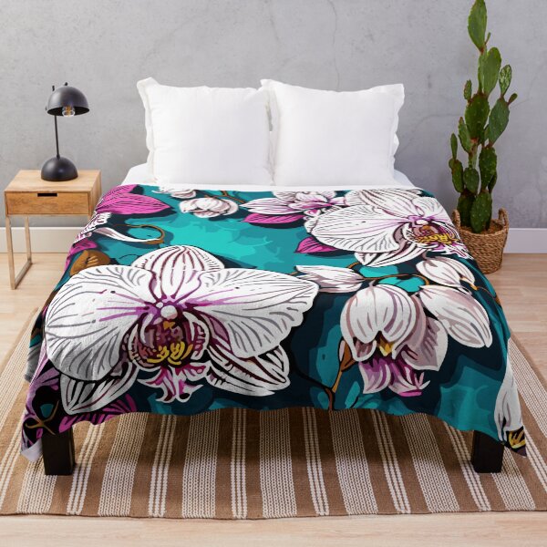Item preview, Orchid Flower Floral Pattern on Teal  designed and sold by GraphicsClub.