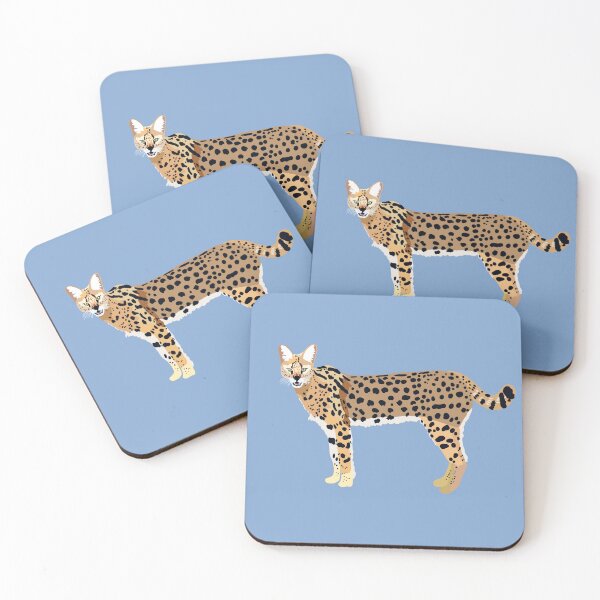 Item preview, S is for Serval,Serval Illustration – Elegant African Wild Cat Wildlife Art designed and sold by PrettylittlepastelUk.