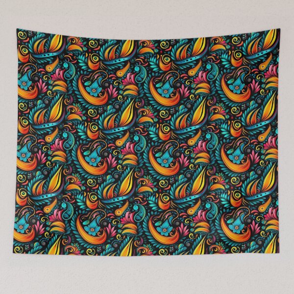 Item preview, Modern floral design inspired by pop art and rococo motifs designed and sold by Pflugart.