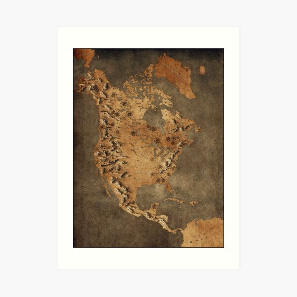 Map of North America - Fantasy Theme Art Print