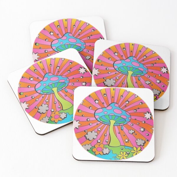 Item preview, Trippy colourful mushroom and flowers designed and sold by BrontesWhimsyStore.