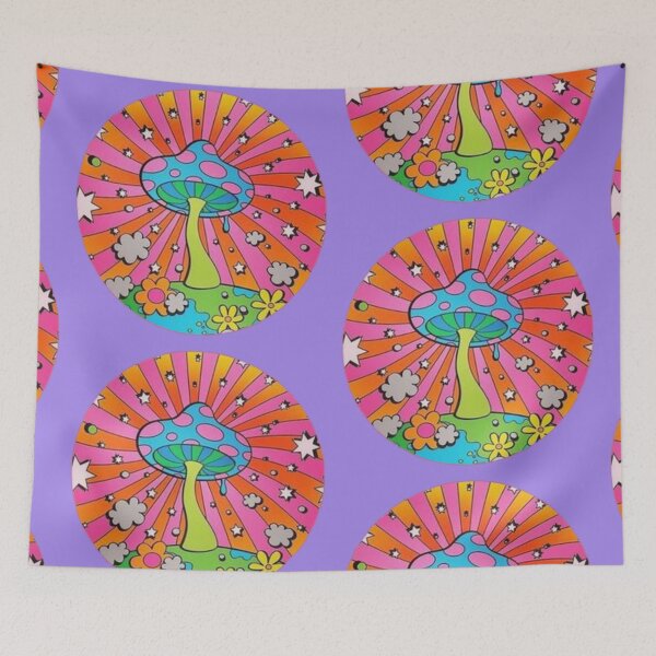 Item preview, Trippy colourful mushroom and flowers designed and sold by BrontesWhimsyStore.