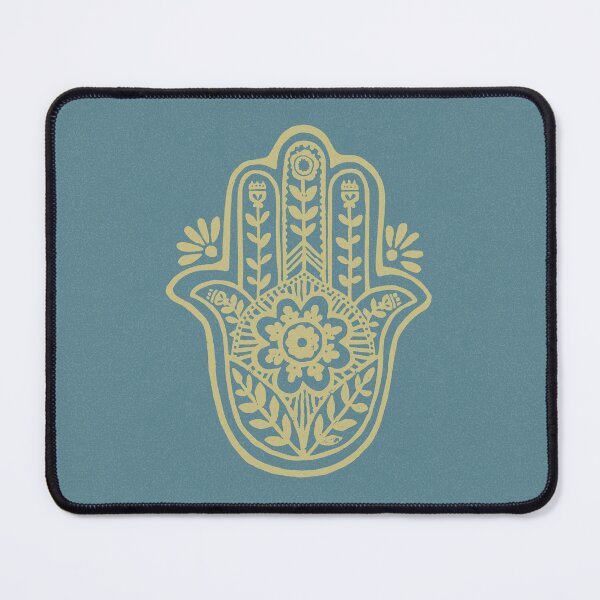 Artikelvorschau, Hamsa Flora Linocut - Peacock + Gold entworfen und verkauft von Irene Estelle.