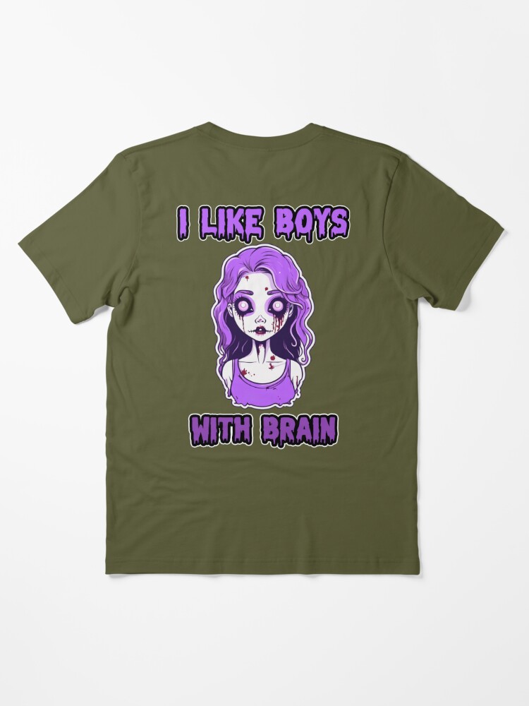 Pink Zombie I Like Boys With Brain Halloween Cute Colorful Retro   Essential T-Shirt for Sale by shypixels