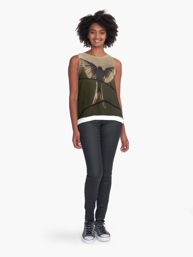 Thumbnail 3 of 6, Sleeveless Top, Scissor tailed flycatcher with prey designed and sold by Puttaswamy Ravishankar.