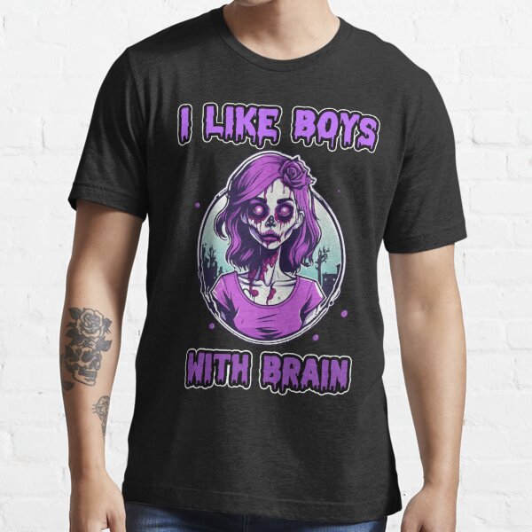 Pink Zombie I Like Boys With Brain Halloween Cute Colorful Retro