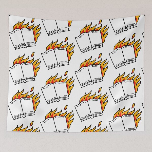 Item preview, book on fire illustration traditional tattoo flash designed and sold by zizimentos.